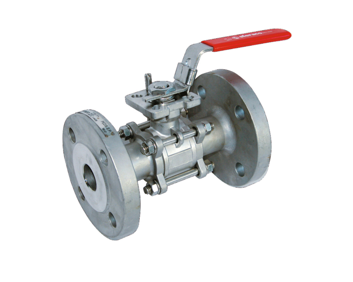 Stainless steel ball valve 711XS 3 piece body RF PN40 + ISO pad DN65